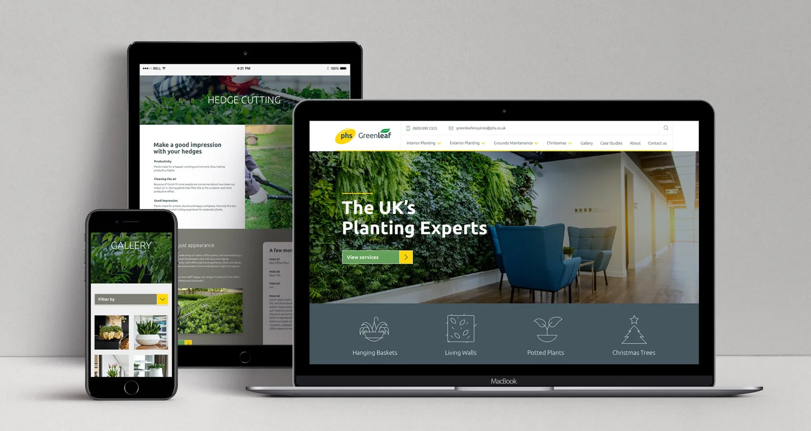 phs Greenleaf website on mobile, tablet and desktop