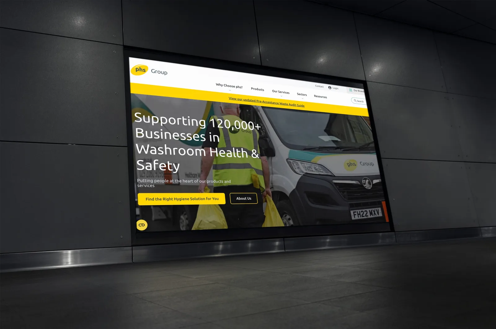 phs Group homepage on a large screen